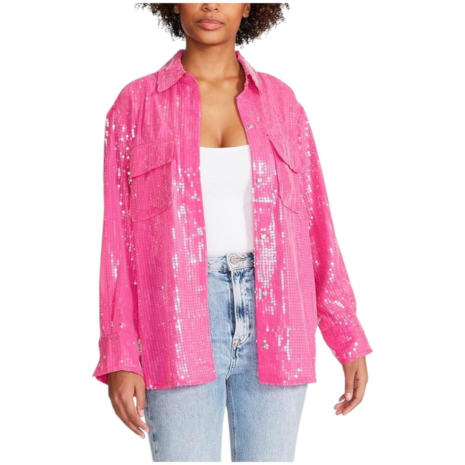 Steve Madden Womens Symone Shacket Pink Glo  Regular